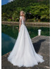 Cap Sleeves Ivory Lace Glitter Tulle Adorable Wedding Dress